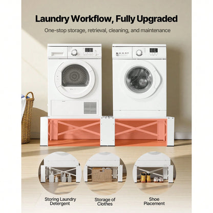 Laundry Pedestal, 12 In Height, Washer And Dryer Pedestals With 700 Lbs Weight Load Capacity, Non-Slip Feet, 28.3 X 28.3 In Washing Machine Stand Universal Fit, White, 2 Pack