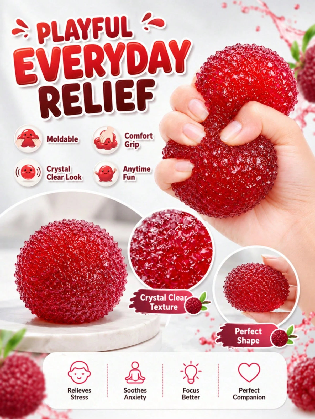 Laurel Leaf Soft Squeeze Ball Toy, Crisp Texture Stress Relief Fidget Toy, ASMR Sensory Squeeze Toy, Suitable For Children, Teenagers And Adult Women, Soft Touch Desktop Toy, Applicable For Classroom