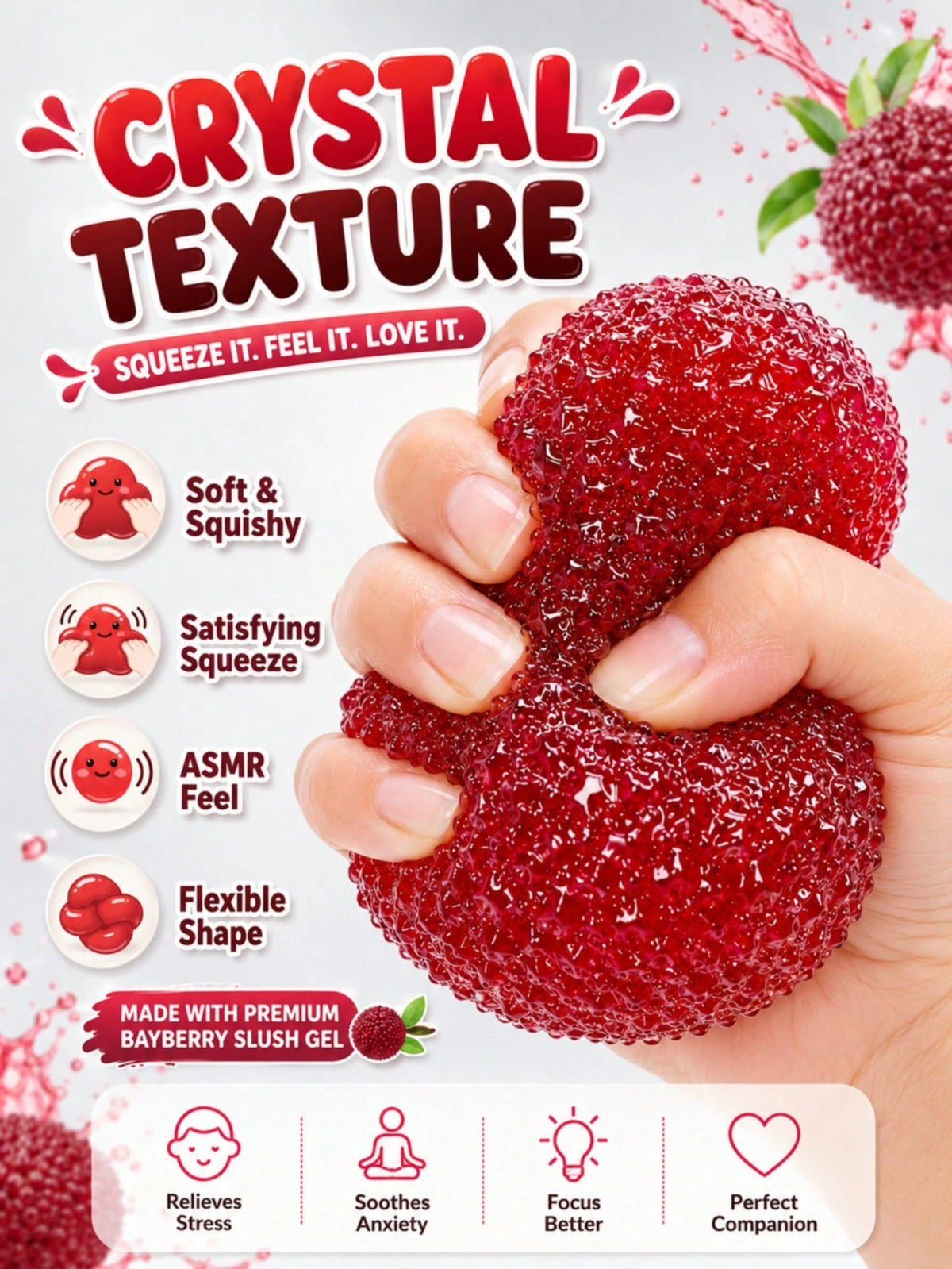 Laurel Leaf Soft Squeeze Ball Toy, Crisp Texture Stress Relief Fidget Toy, ASMR Sensory Squeeze Toy, Suitable For Children, Teenagers And Adult Women, Soft Touch Desktop Toy, Applicable For Classroom
