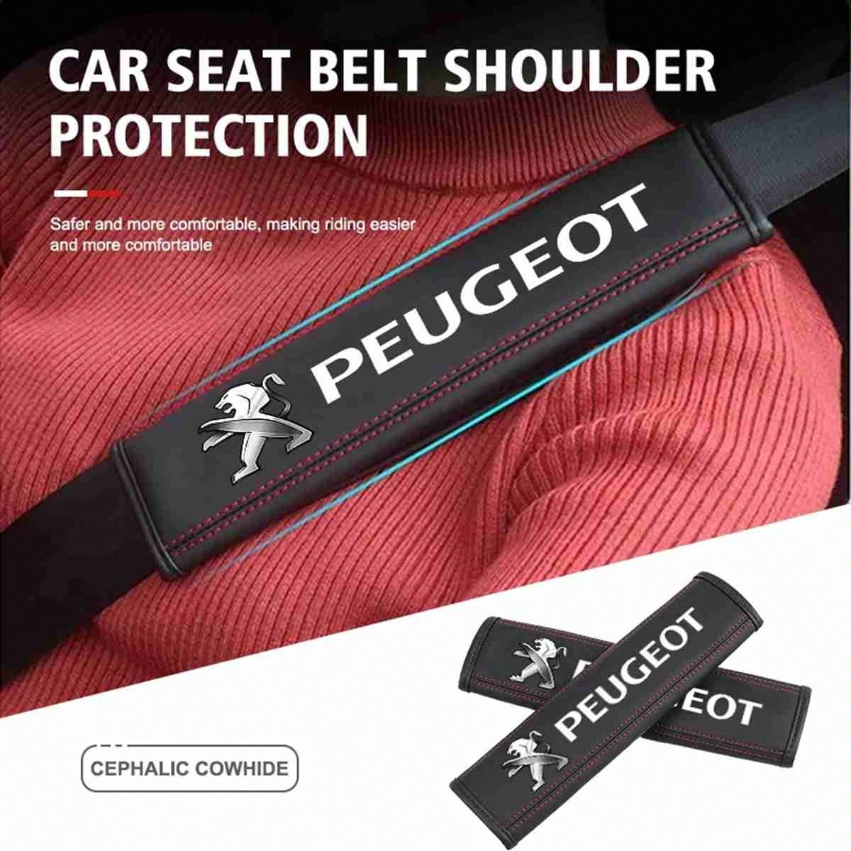 Leather Car Seat Belt Shoulder Protector Pad Auto Accessories For Peugeot 206 207 208 107 106 807 407 508 205 4008 301 607 108