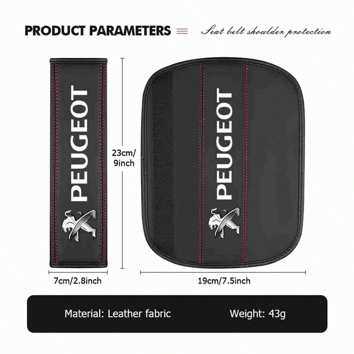 Leather Car Seat Belt Shoulder Protector Pad Auto Accessories For Peugeot 206 207 208 107 106 807 407 508 205 4008 301 607 108