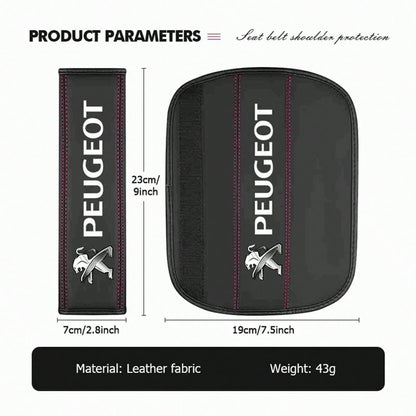 Leather Car Seat Belt Shoulder Protector Pad Auto Accessories For Peugeot 206 207 208 107 106 807 407 508 205 4008 301 607 108