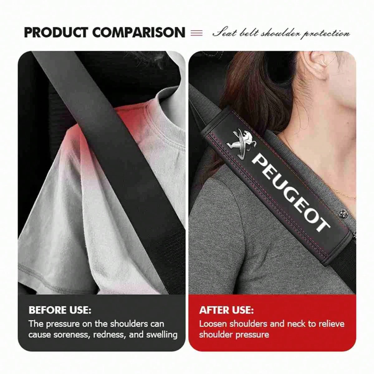 Leather Car Seat Belt Shoulder Protector Pad Auto Accessories For Peugeot 206 207 208 107 106 807 407 508 205 4008 301 607 108