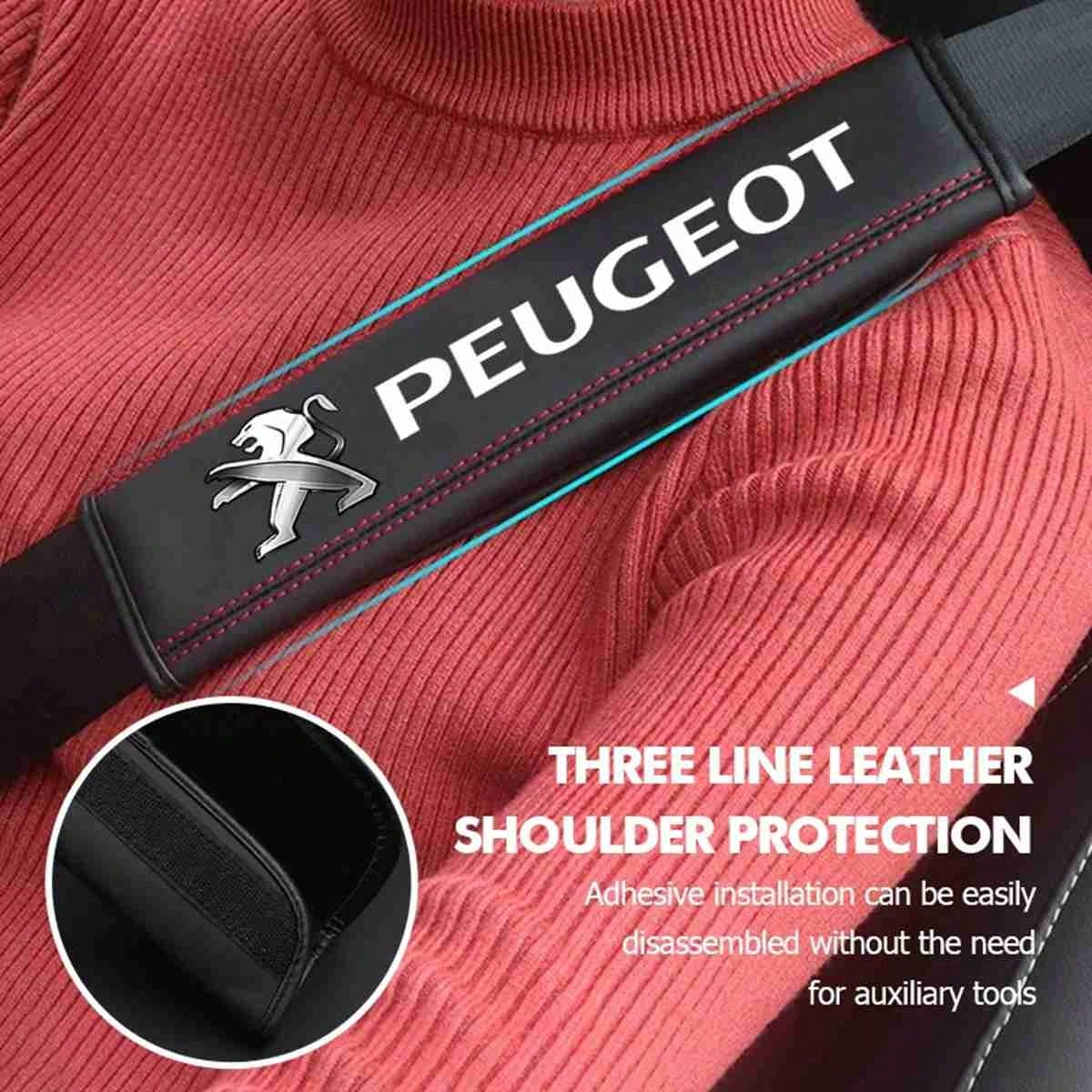Leather Car Seat Belt Shoulder Protector Pad Auto Accessories For Peugeot 206 207 208 107 106 807 407 508 205 4008 301 607 108