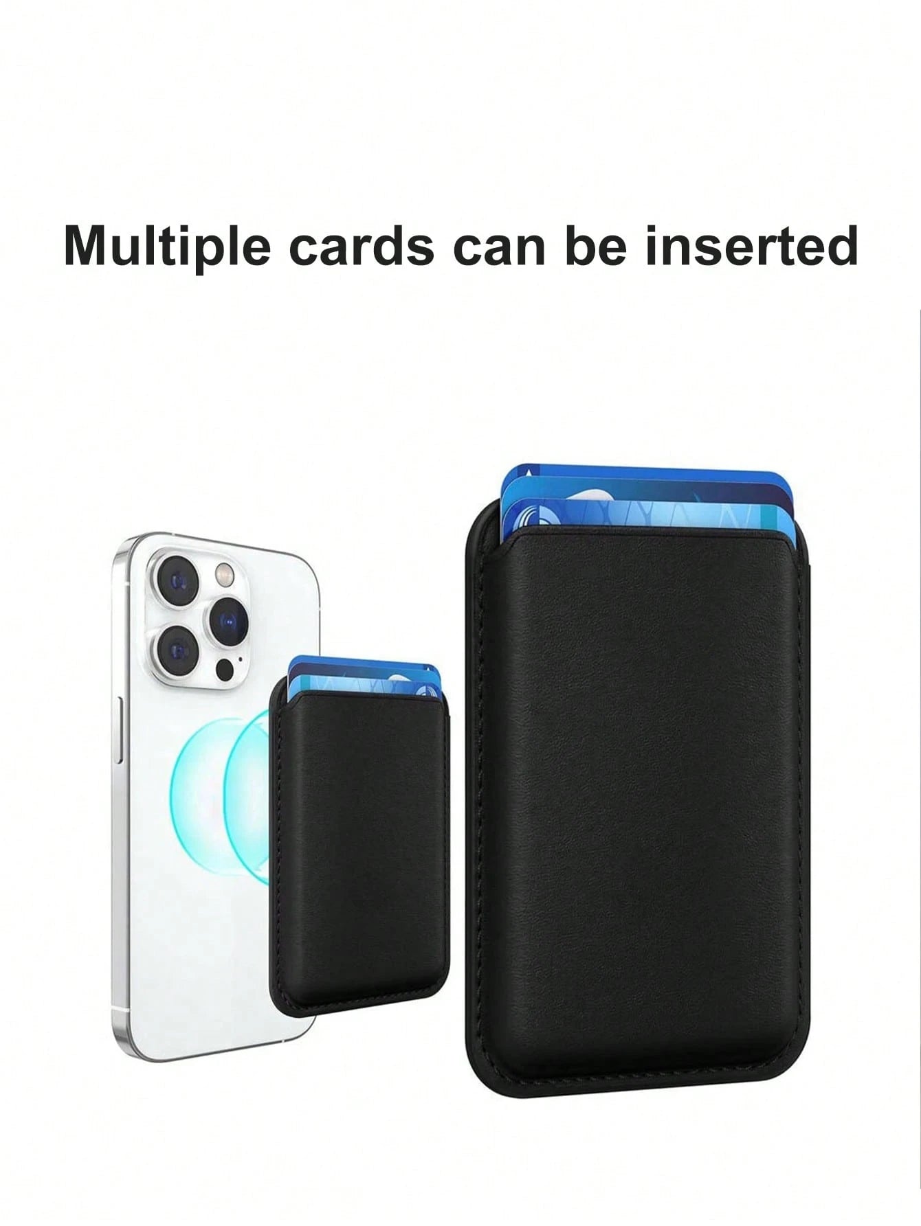 Leather Wallet Card Holder PU Apple Magsafe Leather Magnetic Card Slot PU Leather Back Sticker Suitable For Public Transportation Card Spring Gift