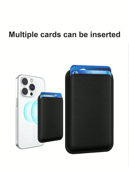 Leather Wallet Card Holder PU Apple Magsafe Leather Magnetic Card Slot PU Leather Back Sticker Suitable For Public Transportation Card Spring Gift