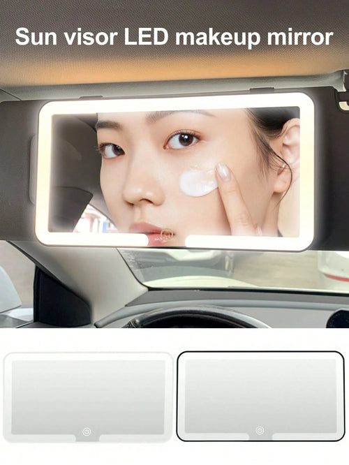 LED Sun Visor Vanity Mirror For Car, Rechargeable & Dimmable Makeup Mirror With 3 Color Temperatures, Touch Control Travel Mirror For Women, Fits All Cars/Trucks/SUVs