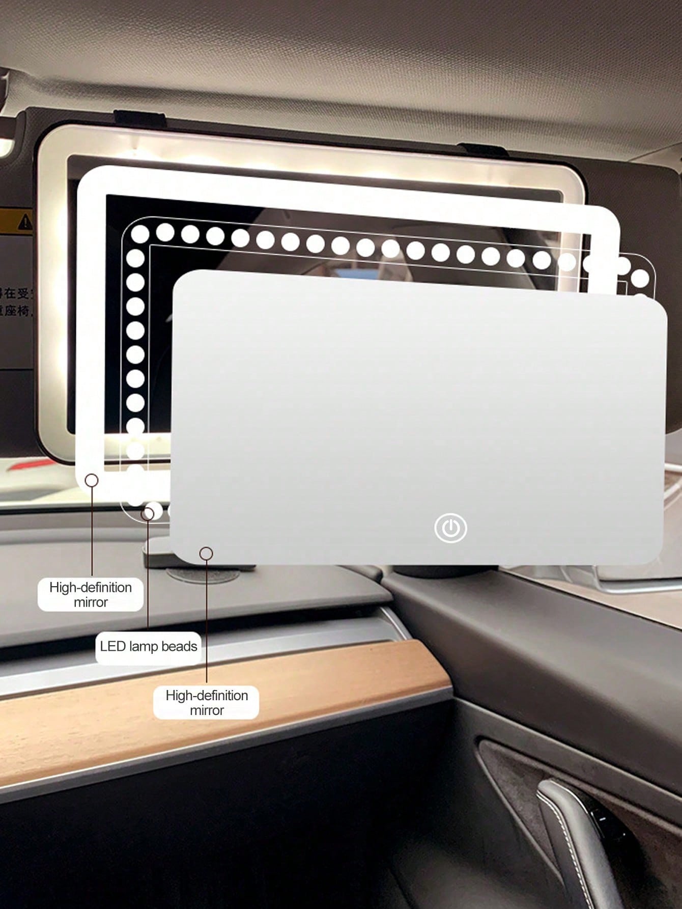 LED Sun Visor Vanity Mirror For Car, Rechargeable & Dimmable Makeup Mirror With 3 Color Temperatures, Touch Control Travel Mirror For Women, Fits All Cars/Trucks/SUVs