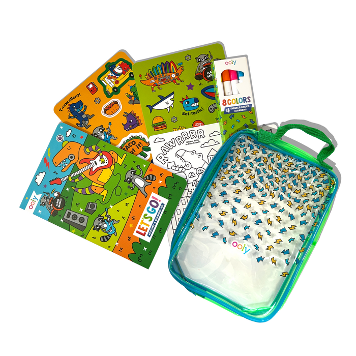 Let's Go!: Activity & Coloring Kit - Robo Dinos