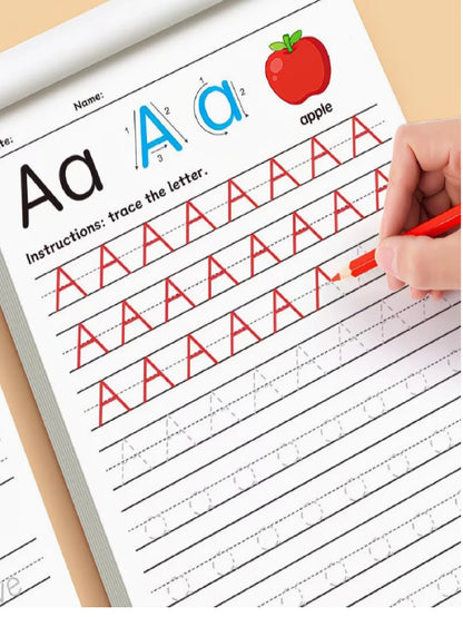 Letter Practice Book A-Z- Patterned Letter Writing Practice Book, Suitable For Home And School Classroom Learning Supplies, Preschool Learning Aid, Learning To Write
