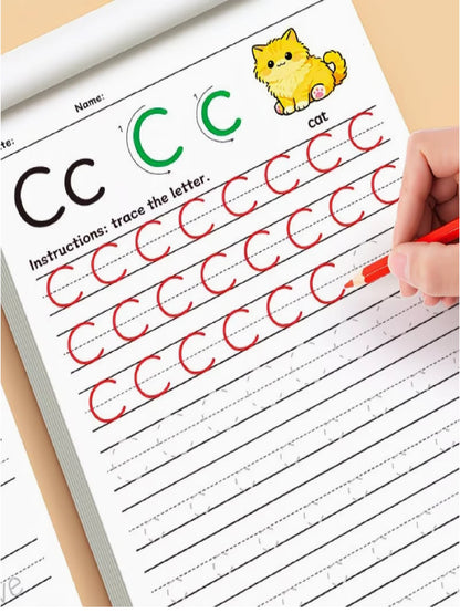 Letter Practice Book A-Z- Patterned Letter Writing Practice Book, Suitable For Home And School Classroom Learning Supplies, Preschool Learning Aid, Learning To Write