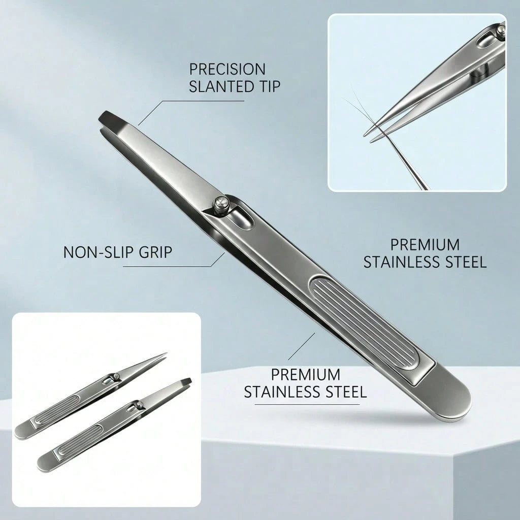 Leverage Eyebrow Tweezers Precision Stainless Steel Slant/Pointed Tip Effortless Hair Removal Tweezer For Women Men