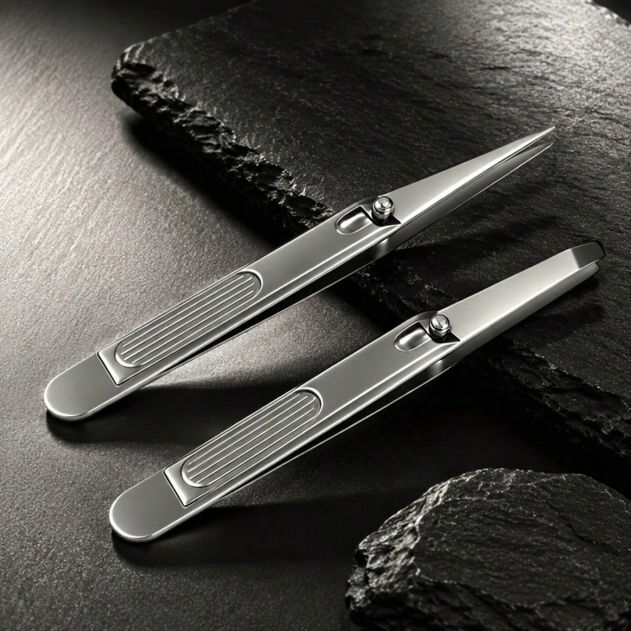 Leverage Eyebrow Tweezers Precision Stainless Steel Slant/Pointed Tip Effortless Hair Removal Tweezer For Women Men