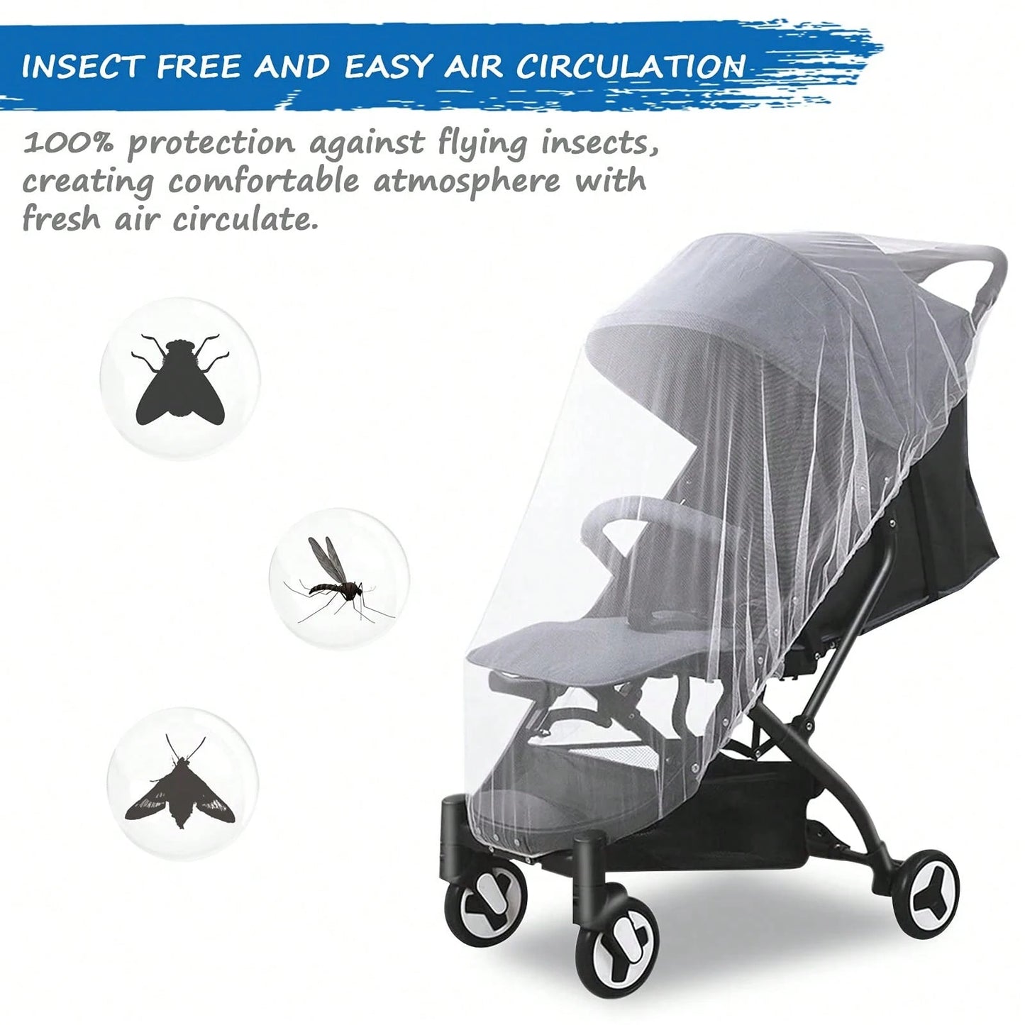 Leybybui Portable & Durable Baby Mosquito Net – Fits Strollers, Bassinets, Cribs & Travel Cots, Lightweight Insect Protection For Infants