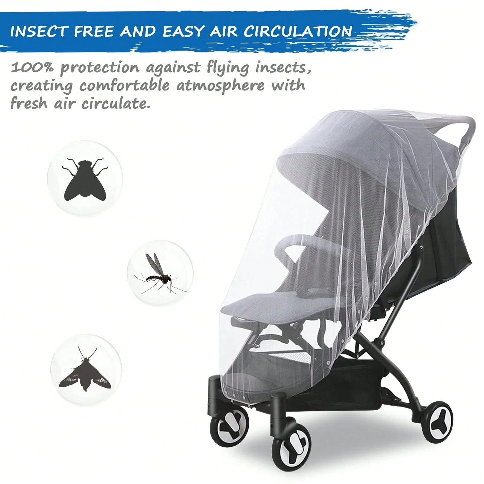 Leybybui Portable & Durable Baby Mosquito Net – Fits Strollers, Bassinets, Cribs & Travel Cots, Lightweight Insect Protection For Infants