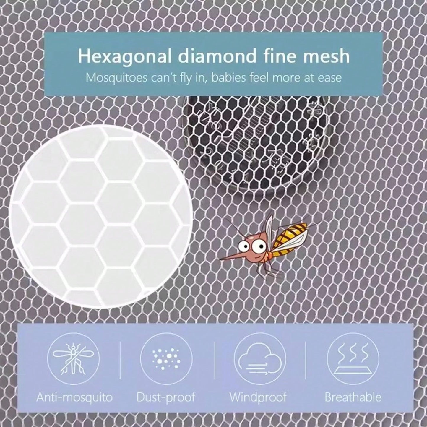Leybybui Universal Baby Stroller Mosquito Net- Breathable Mesh Bug Protection For Bassinets, Playards & Cribs| Summer Outdoor Must-Have