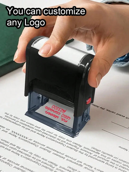 LICVIC 1pc Custom Text Address Stamp, Personalized Logo Stamps Self Inking, Customized Rubber Stamps, Customizable Return Address Stamps, 5 Sizes:S/M/L/XL/XXL, 9 Ink Colors,Back To School,School Suppl