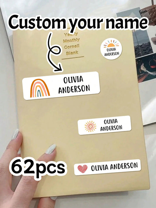 LICVIC 64-640Pcs Custom Waterproof Stickers Personalized Name Labels Stickers For Kids, Back To School Supplies For Kids, Daycare Clothing Labels For Kids, Custom Name Tag Stickers, Boy, Girl,Urban Ga