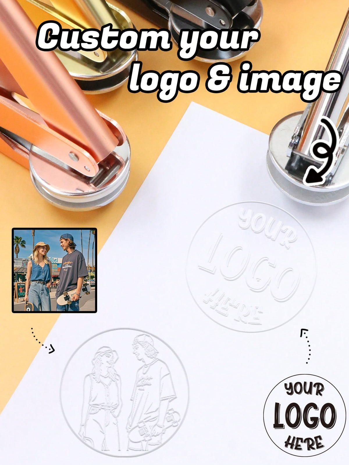 LICVIC Custom Embosser Stamp, Personalized Logo & Image Embossing Tool, Customized Self-Inking Seal, Customizable Gift For Friends & Colleagues, Ideal Holiday Present For Craft Enthusiasts & Office Pr