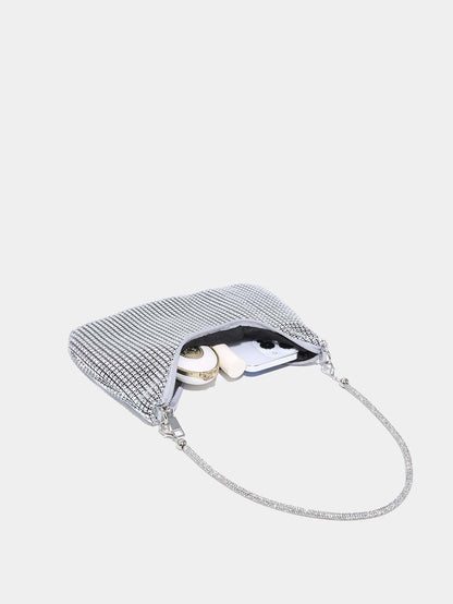 Lightweight, Business Casual Rhinestone Decor Bucket Bag Mini Drawstring Design, Clear Bag Faux Pearl Bag Evening Bag,Bride, Wedding Items