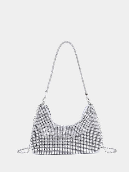 Lightweight, Business Casual Rhinestone Decor Bucket Bag Mini Drawstring Design, Clear Bag Faux Pearl Bag Evening Bag,Bride, Wedding Items