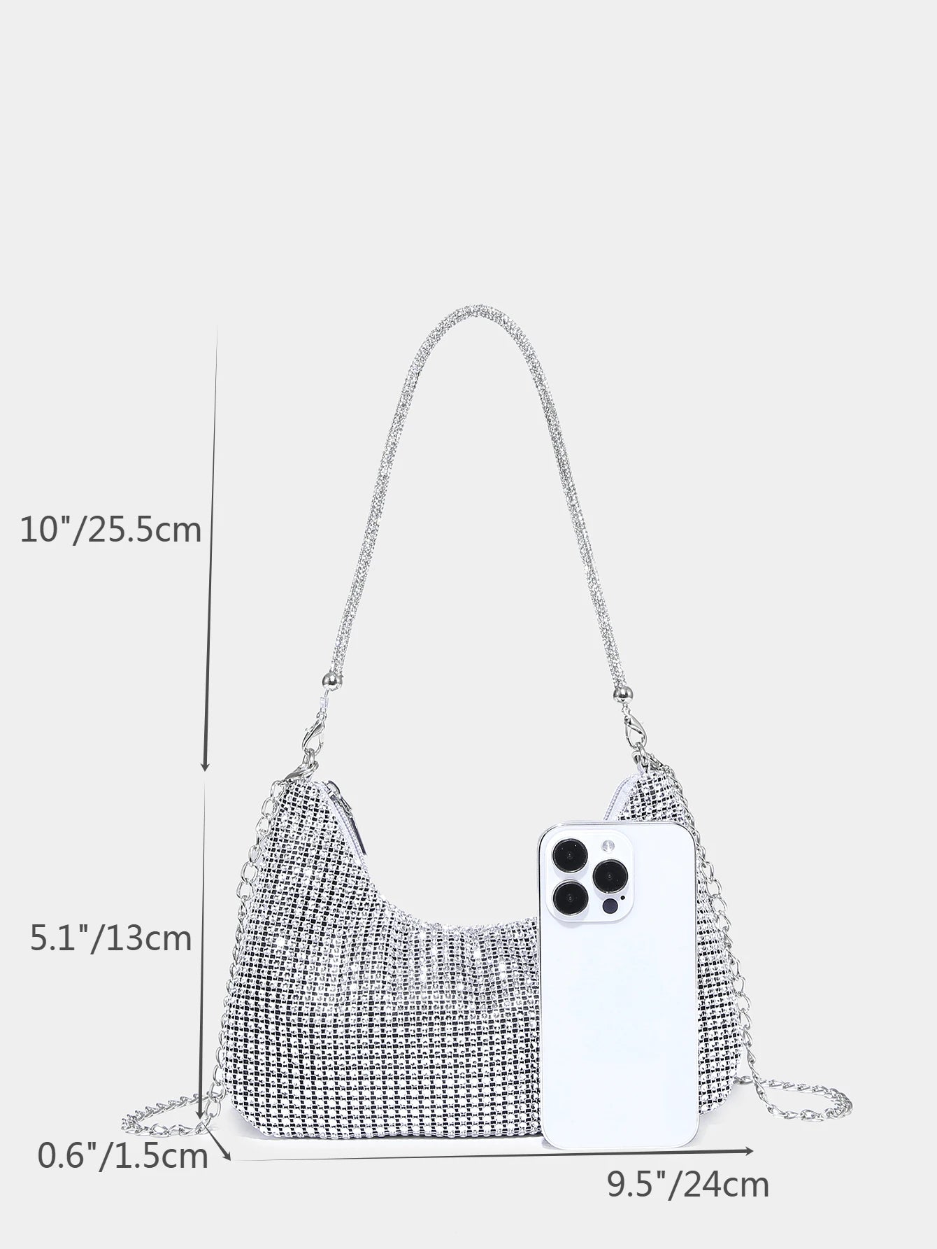 Lightweight, Business Casual Rhinestone Decor Bucket Bag Mini Drawstring Design, Clear Bag Faux Pearl Bag Evening Bag,Bride, Wedding Items