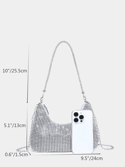 Lightweight, Business Casual Rhinestone Decor Bucket Bag Mini Drawstring Design, Clear Bag Faux Pearl Bag Evening Bag,Bride, Wedding Items