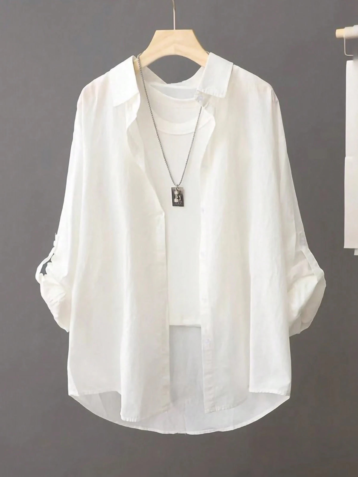 Lightweight Solid Color Casual Sunscreen Shirt, Long Sleeve Minimalist Outerwear For Spring/Summer