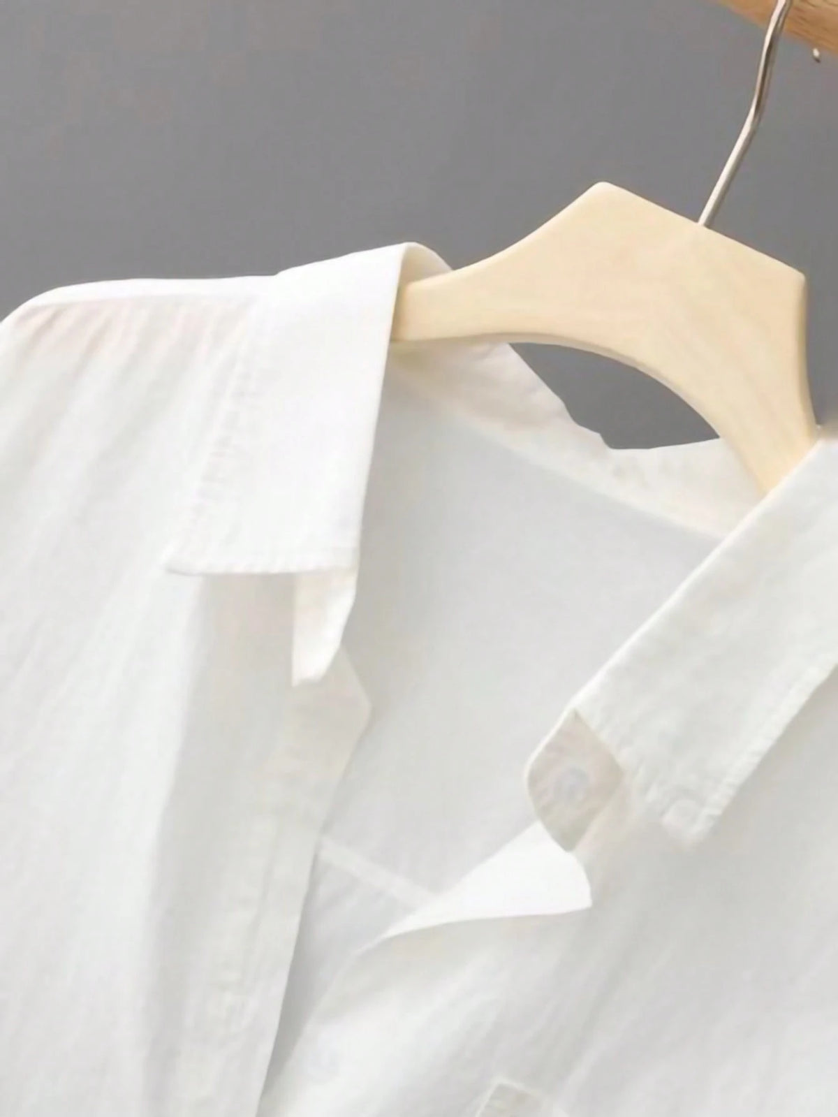Lightweight Solid Color Casual Sunscreen Shirt, Long Sleeve Minimalist Outerwear For Spring/Summer