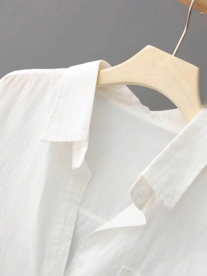 Lightweight Solid Color Casual Sunscreen Shirt, Long Sleeve Minimalist Outerwear For Spring/Summer