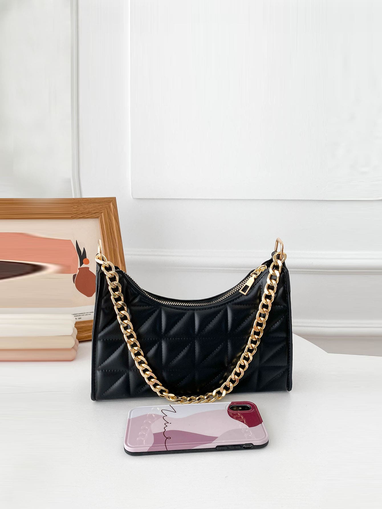 Lightweight,Business Casual Quilted Pattern Chain Bag For Teen Girls Women College Students,Rookies & White-Collar Workers Perfect For Office,College,Work,Business,Commute,Outdoors, Travel, Outings