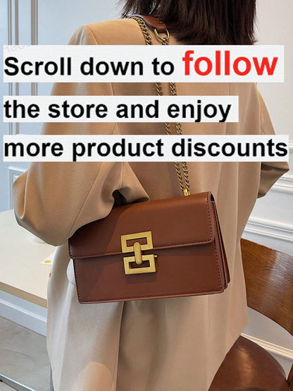 Lightweight, Business Casual Metal Decor Flap Chain Shoulder Bag For  Perfect For Office
