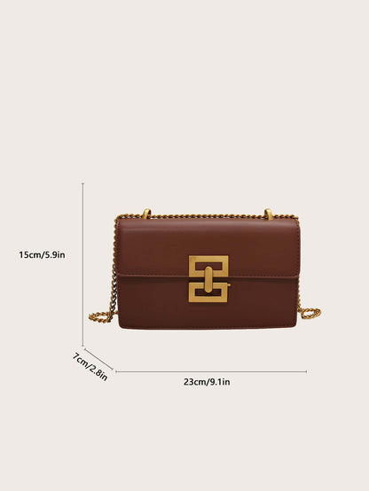 Lightweight, Business Casual Metal Decor Flap Chain Shoulder Bag For  Perfect For Office