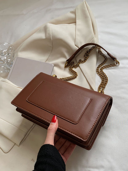 Lightweight, Business Casual Metal Decor Flap Chain Shoulder Bag For  Perfect For Office