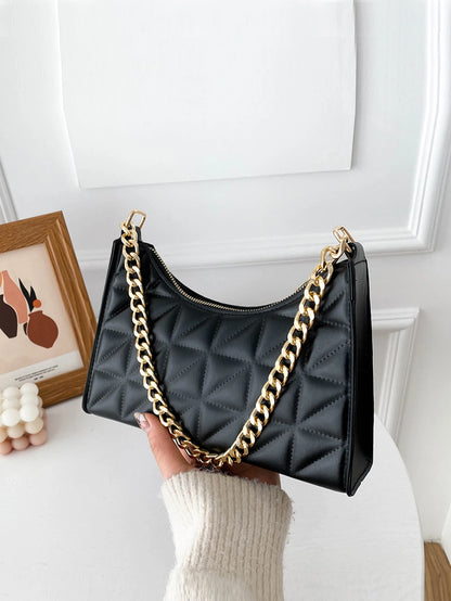 Lightweight,Business Casual Quilted Pattern Chain Bag For Teen Girls Women College Students,Rookies & White-Collar Workers Perfect For Office,College,Work,Business,Commute,Outdoors, Travel, Outings