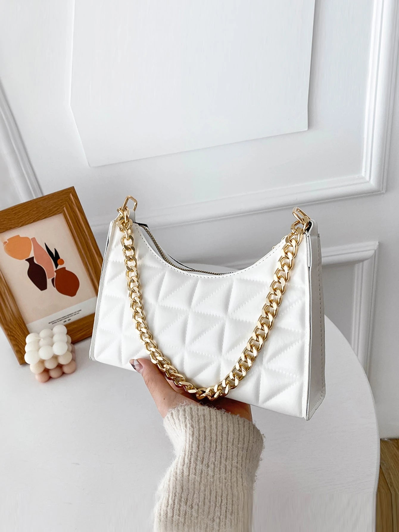 Lightweight,Business Casual Quilted Pattern Chain Bag For Teen Girls Women College Students,Rookies & White-Collar Workers Perfect For Office,College,Work,Business,Commute,Outdoors, Travel, Outings