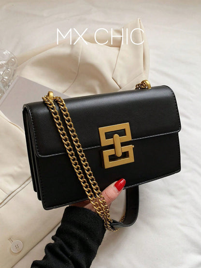 Lightweight, Business Casual Metal Decor Flap Chain Shoulder Bag For  Perfect For Office