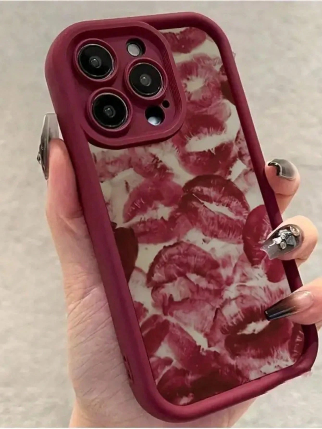 Lip Element White Fashion Phone Shockproof Case Red Lip Pattern 1pc White Background Red Lip Shock-Proof Anti-Fall Phone Case Compatible With IPhone 15/15 ProMax/14/13/12/11/7/8/XS/11 Pro Waterproof S