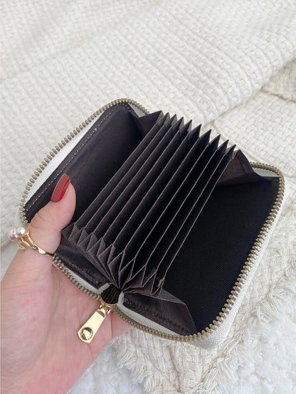 Litchi Embossed Zip Around Multi-Card Card Organizer For Storage Cards Lightweight Portable Card ID Card White-Collar Workers For Female For Holiday For Anniversary For Birthday Gift Accessories Gift