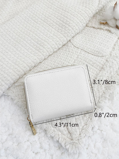Litchi Embossed Zip Around Multi-Card Card Organizer For Storage Cards Lightweight Portable Card ID Card White-Collar Workers For Female For Holiday For Anniversary For Birthday Gift Accessories Gift