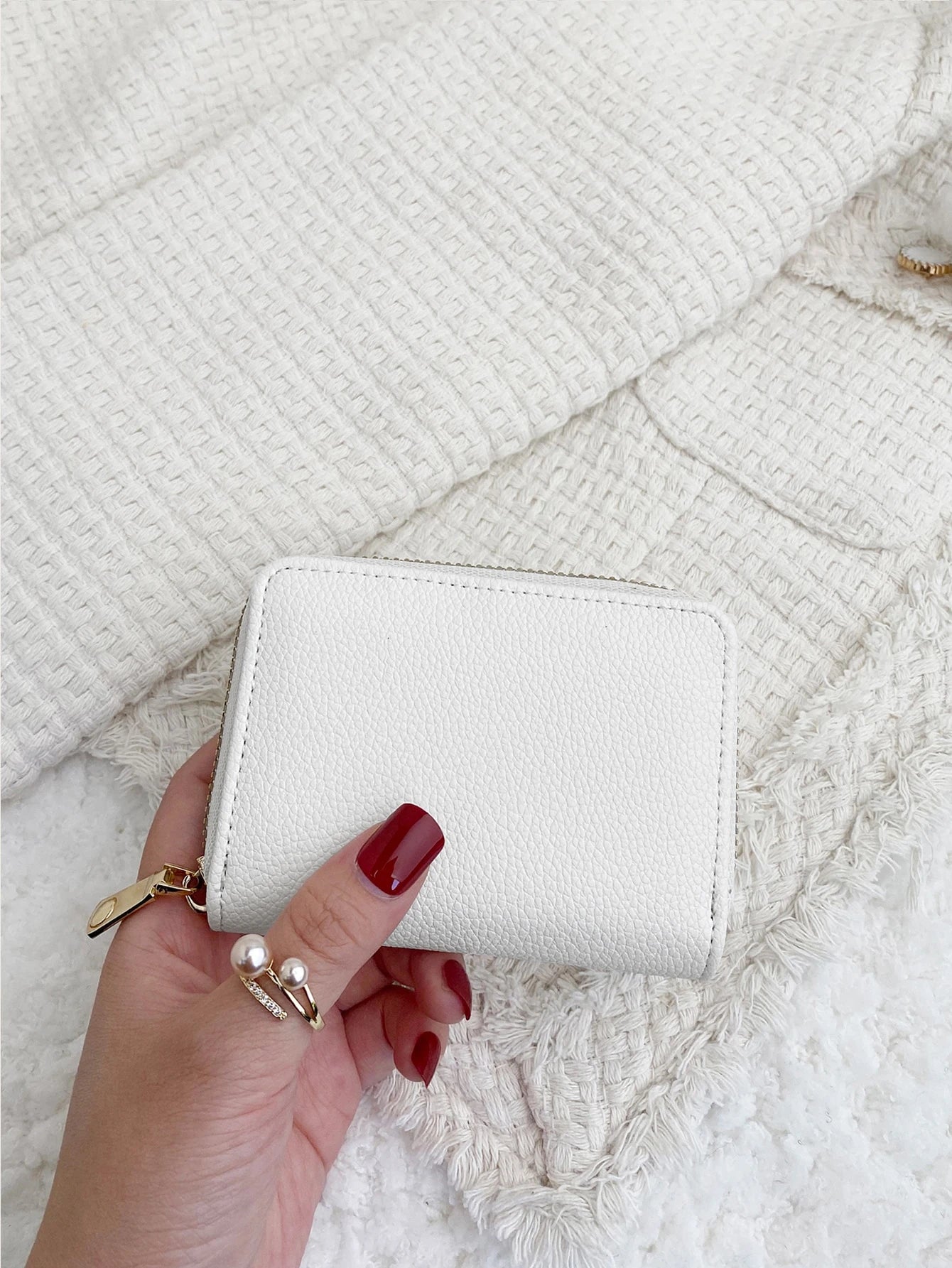 Litchi Embossed Zip Around Multi-Card Card Organizer For Storage Cards Lightweight Portable Card ID Card White-Collar Workers For Female For Holiday For Anniversary For Birthday Gift Accessories Gift
