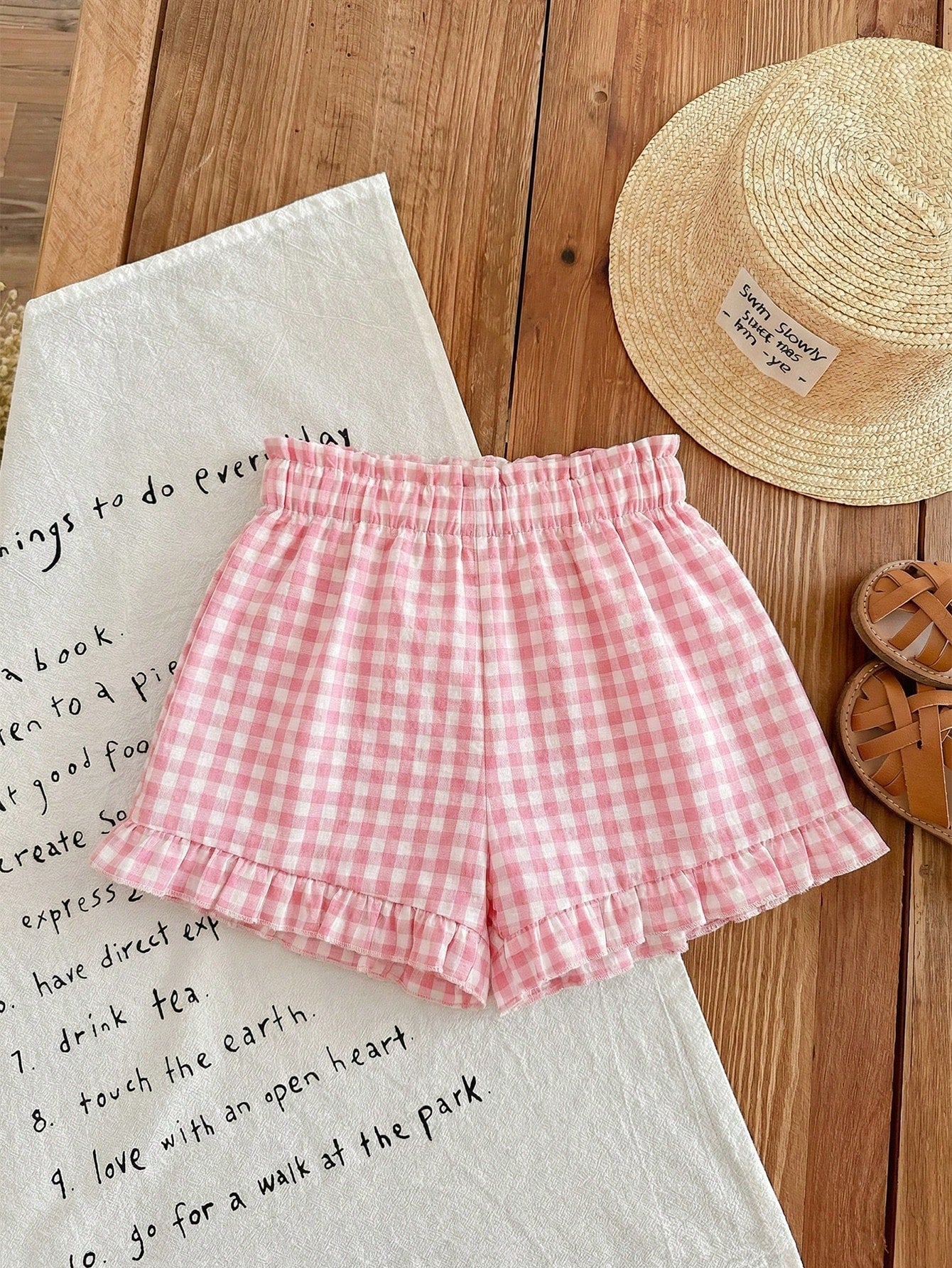 LMoss Kids Babygirl Cute Plaid Elastic Waist Shorts, Versatile For Summer