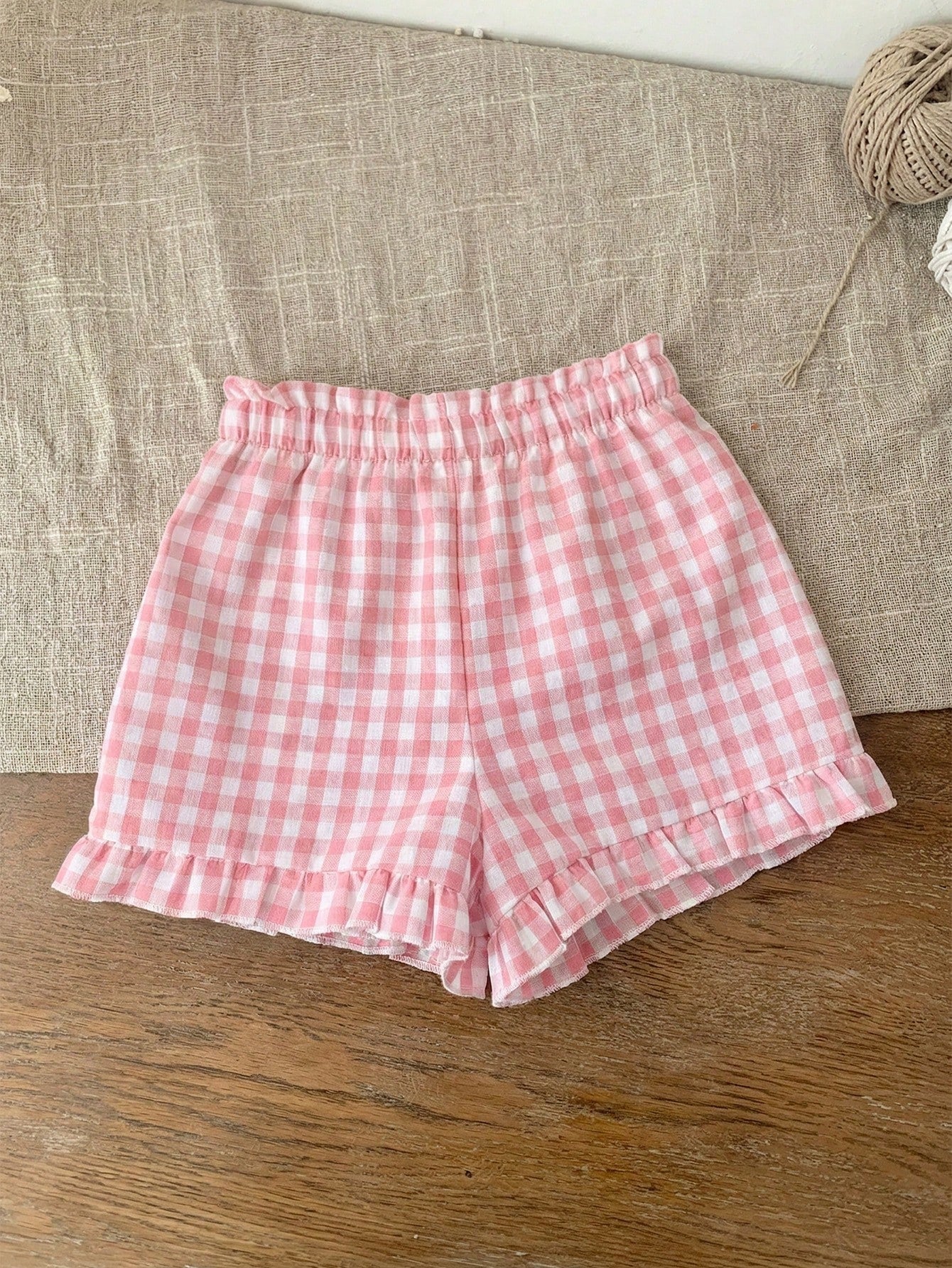 LMoss Kids Babygirl Cute Plaid Elastic Waist Shorts, Versatile For Summer