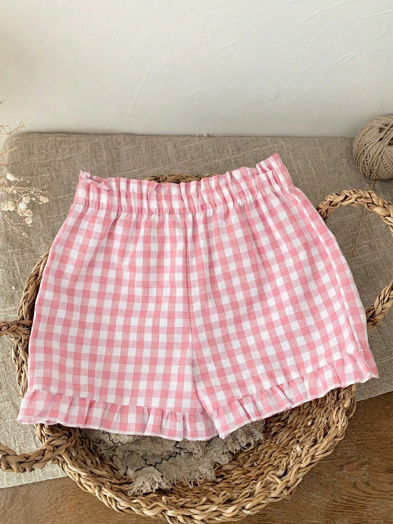 LMoss Kids Babygirl Cute Plaid Elastic Waist Shorts, Versatile For Summer