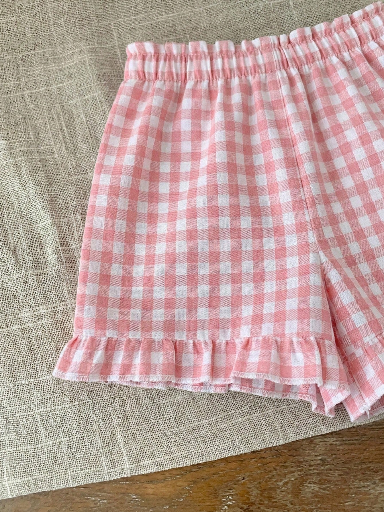LMoss Kids Babygirl Cute Plaid Elastic Waist Shorts, Versatile For Summer