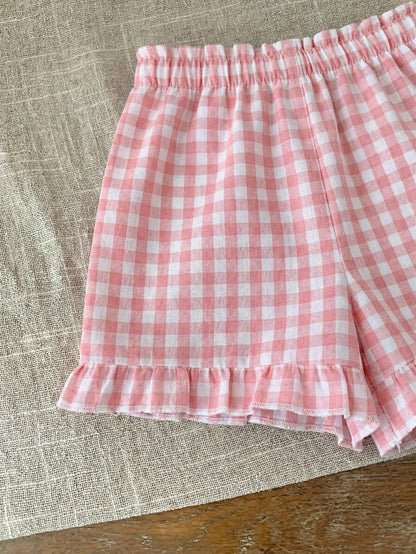 LMoss Kids Babygirl Cute Plaid Elastic Waist Shorts, Versatile For Summer