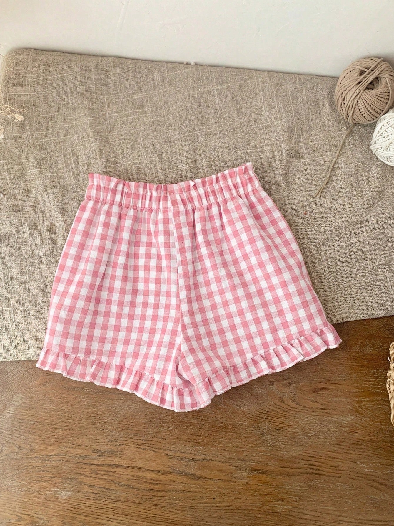 LMoss Kids Babygirl Cute Plaid Elastic Waist Shorts, Versatile For Summer