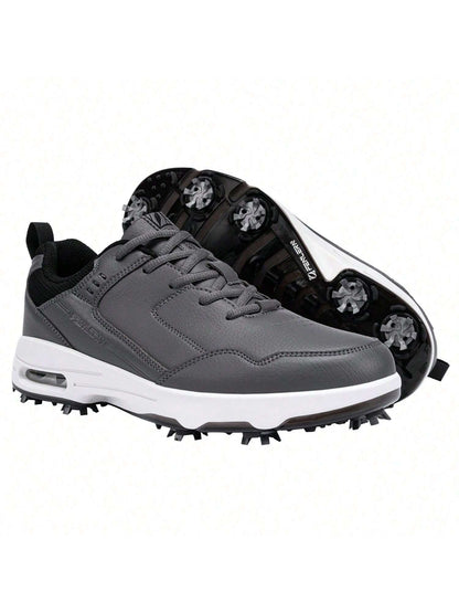 (Local Shipment)Men Golf Shoes +With Studs +Waterproof Men Sports Shoes Breathable Flexible Shoe Comfort Shock Men's Outdoor Competitive Golf Shoes