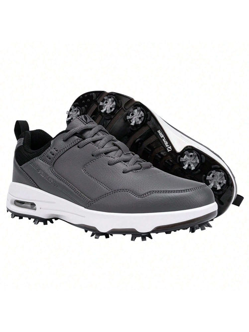 (Local Shipment)Men Golf Shoes +With Studs +Waterproof Men Sports Shoes Breathable Flexible Shoe Comfort Shock Men's Outdoor Competitive Golf Shoes