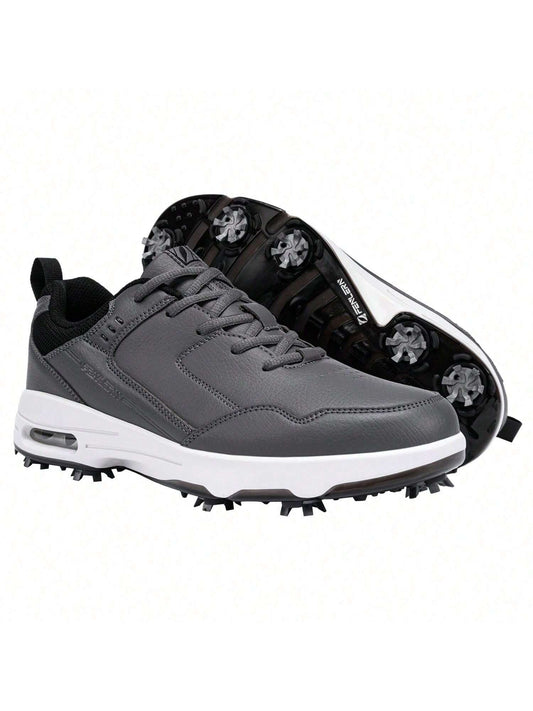 (Local Shipment)Men Golf Shoes +With Studs +Waterproof Men Sports Shoes Breathable Flexible Shoe Comfort Shock Men's Outdoor Competitive Golf Shoes